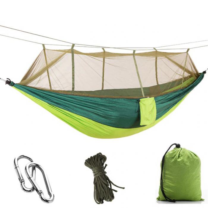 ჰამაკი 2 ადგილიანი პარაშუტის ნაჭრის - მწერებისგან დამცავი ბადით