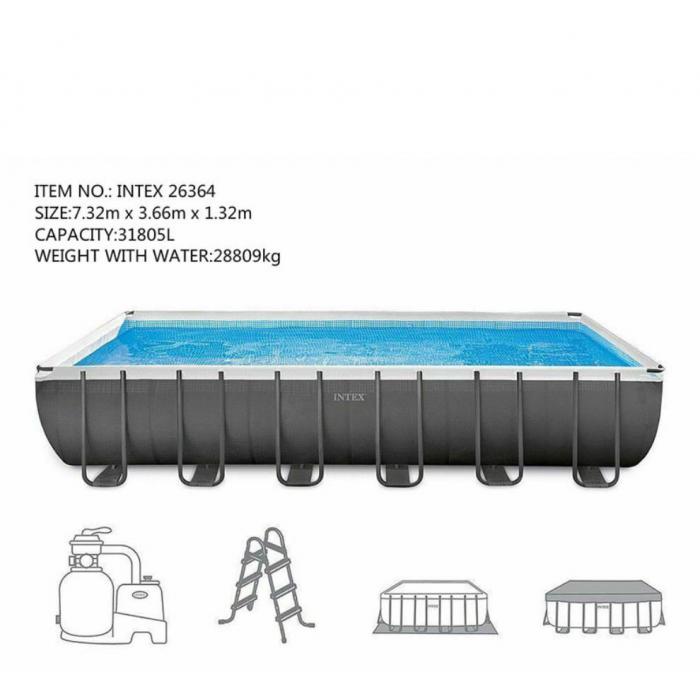 აუზი კარკასული INTEX 7.32x3.66x1.32 ქვიშის ფილტრით (კომპლექტი)